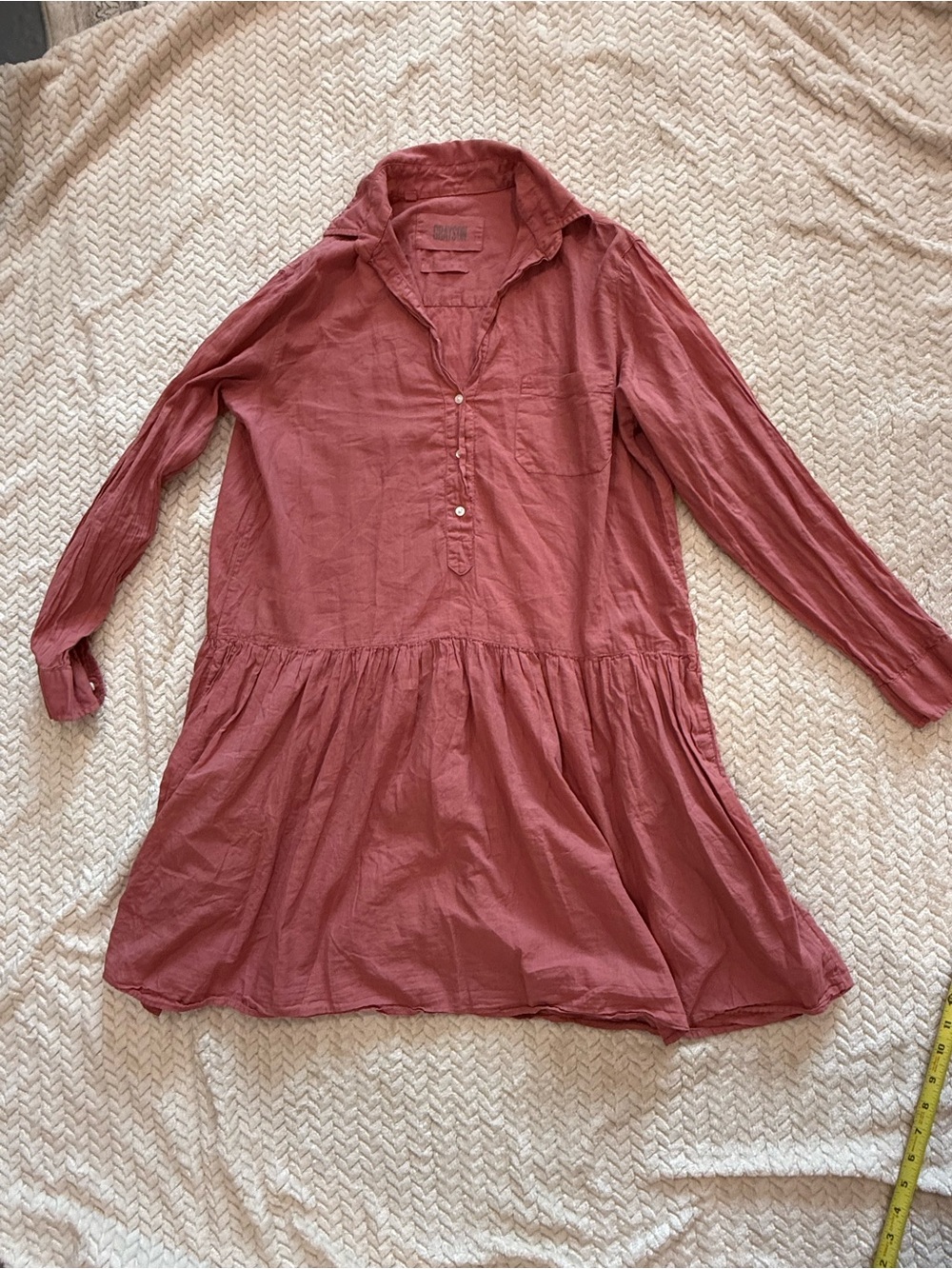 Women's Long Sleeve Tiered Tunic Dress - Dusty Rose